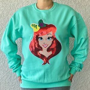 Disney Little Mermaid Ariel Winter Sweatshirt,Ironed embroidery Sequin patchwork